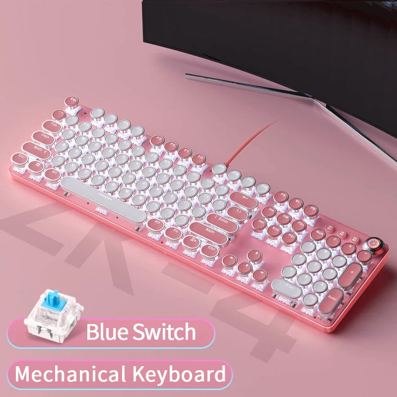 104-Key Full-Size Mechanical Keyboard with Blue Switches Ergonomic Design, Anti-Ghosting for PC Esports & Office Use