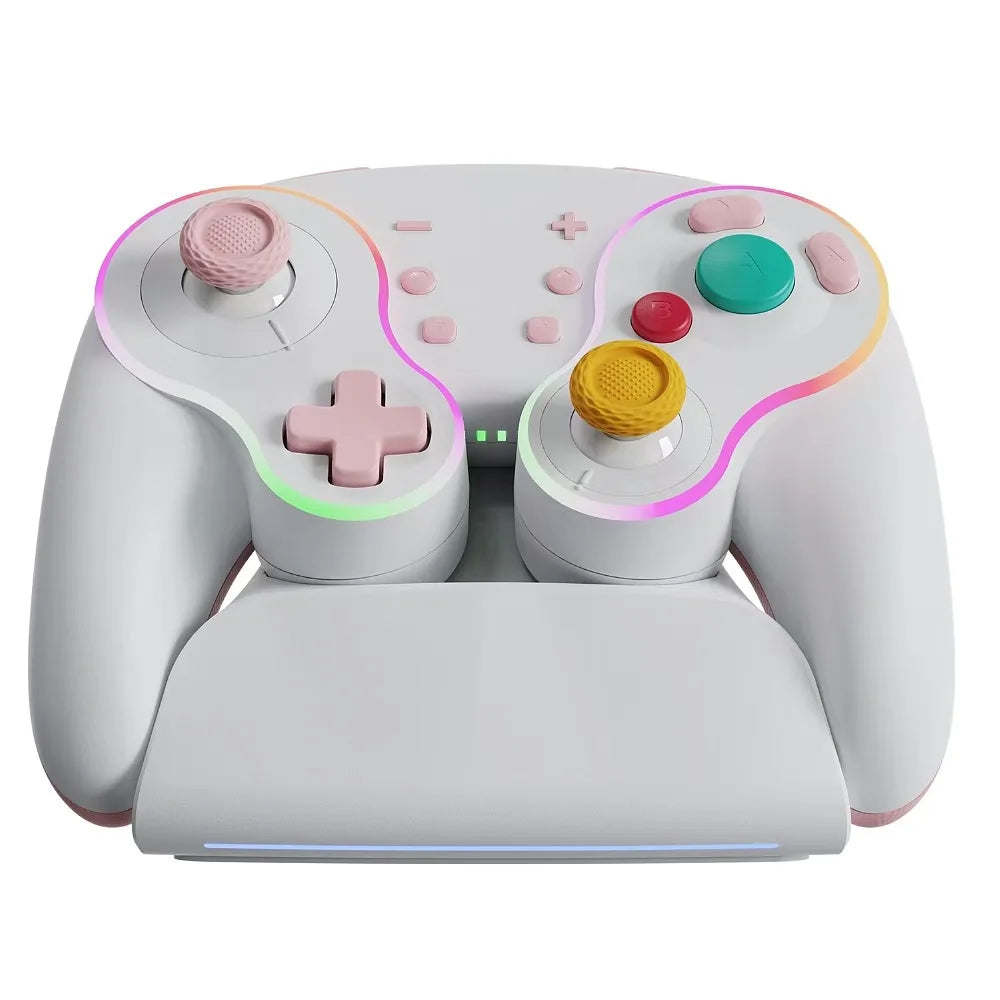 LinYuvo Gamepad for Nintendo Switch/Tablet/Android/PC with Wireless Charging Base Stand, Mechanical Button Game Controller